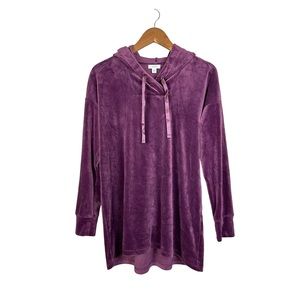 J. Jill Velour Hoodie Size Small Tall Plum Purple Cozy Lounge